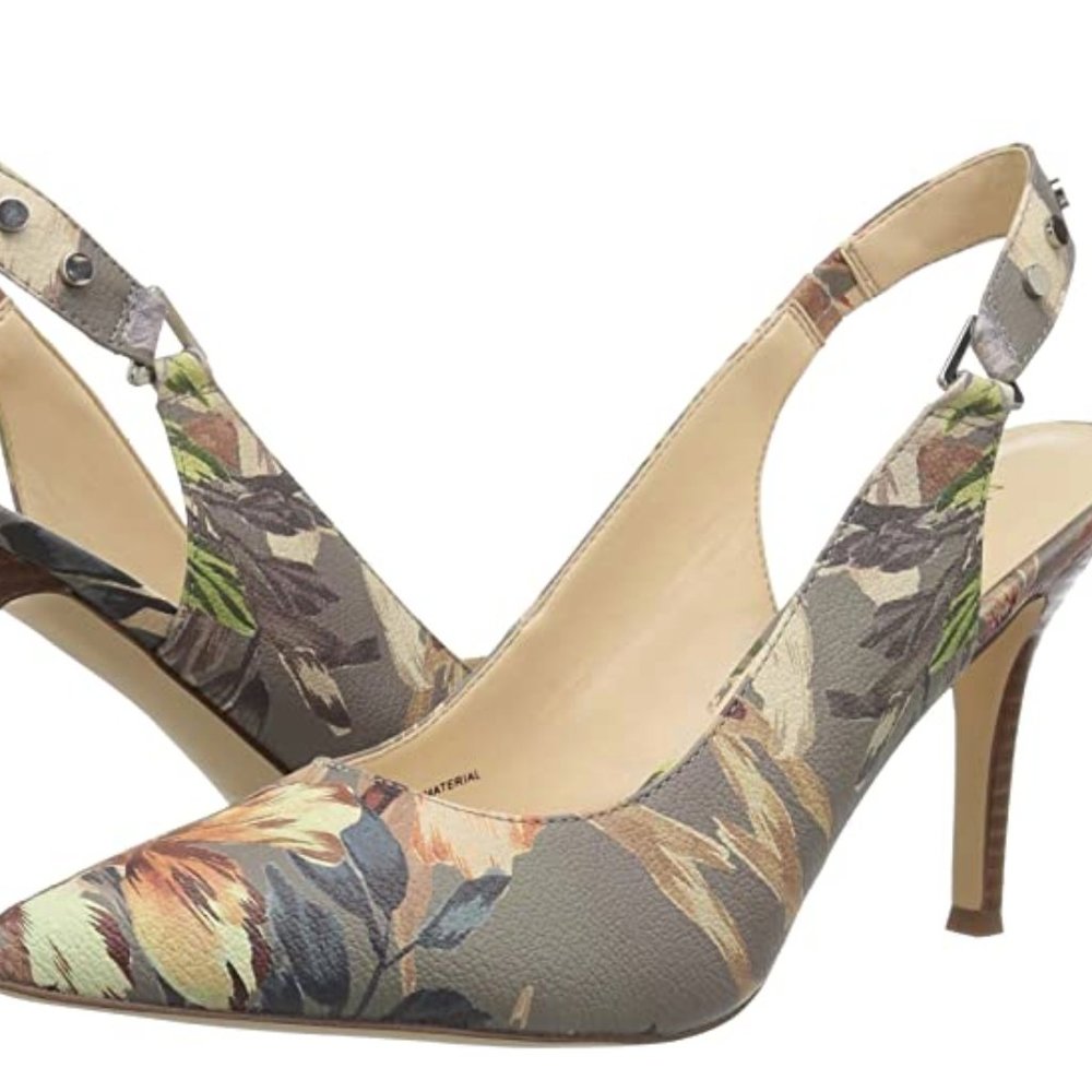 NEW Nine West Floral Print Slingback Pumps